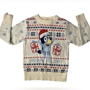 Bluey Toddler Child Hooray Holiday Christmas‎ Sweater Cream Seasonal Aussie Dog